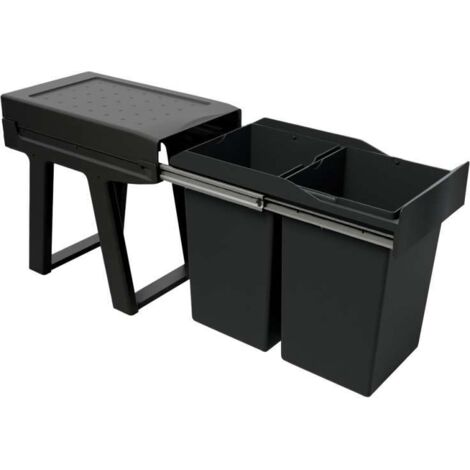 Poubelle Coulissante 20L Pour Caisson De Cuisine - Gris - Acier Et Plastique - Dimensions 400 X 245 Mm
