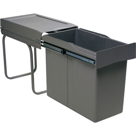 Poubelle coulissante 30L 1 seau – Amortisseur sans – Hauteur 400 mm – Largeur 255 mm – Métal et plastique – Pour caisson 300 mm – Gollinucci