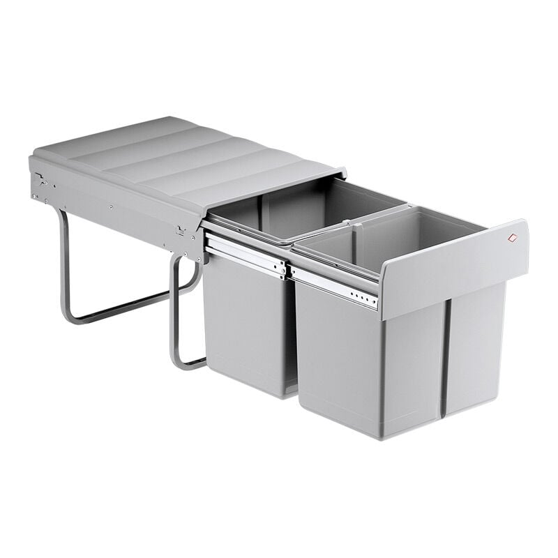Poubelle coulissante 32l 2 seaux - Type : Coulissante - Sortie : Totale - Largeur : 338 mm - Profondeur : 485 mm - Hauteur : 320 mm - Nombre de seaux