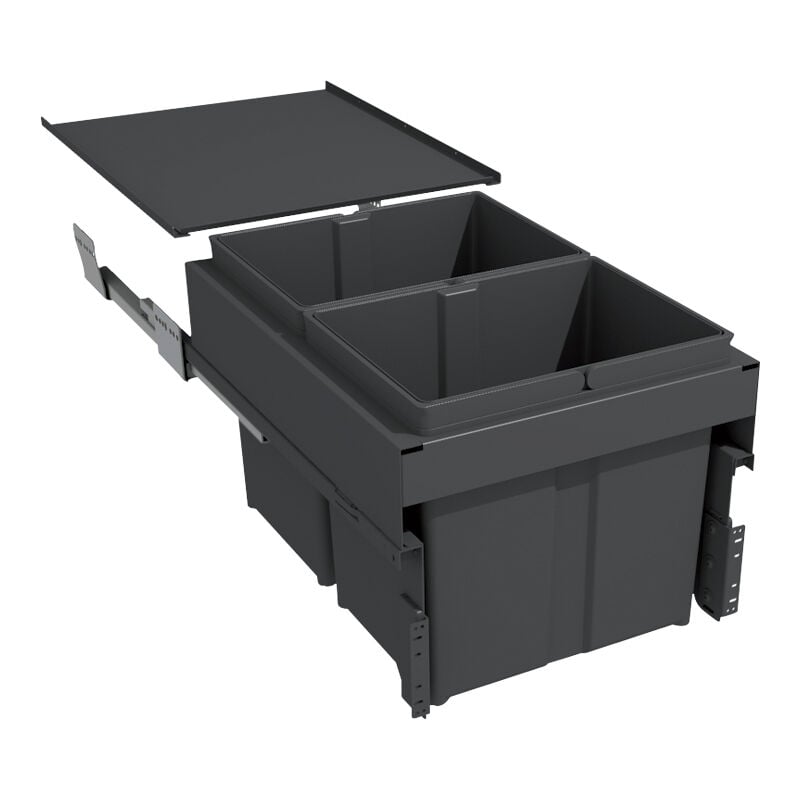 Gollinucci - Poubelle coulissante suspendue 34l 2 seaux - Amortisseur : Avec - Contenance : 34 l - Décor : Anthracite - Hauteur : 320 mm - Largeur :