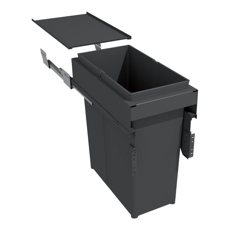 Gollinucci - Poubelle coulissante suspendue 40l 1 seau - Amortisseur : Avec - Contenance : 40 l - Décor : Anthracite - Hauteur : 529 mm - Largeur :