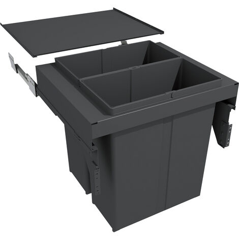 Poubelle coulissante suspendue 80L 2 seaux – Amortisseur avec – Métal et PP – Hauteur 529 mm – Largeur 562 mm – Pour caisson 600 mm – Gollinucci