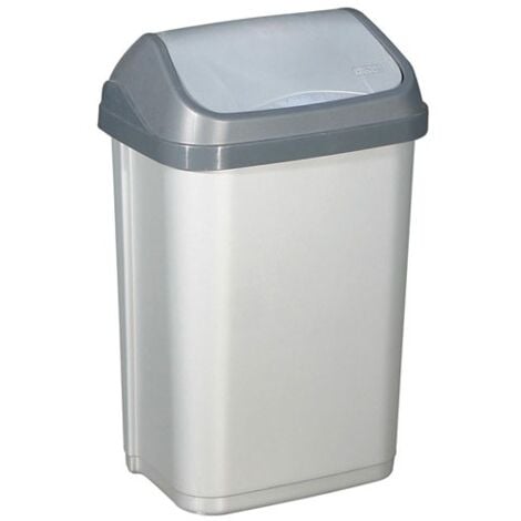 Poubelle couvercle basculant 25 litres, 45x33x20 cm, gris