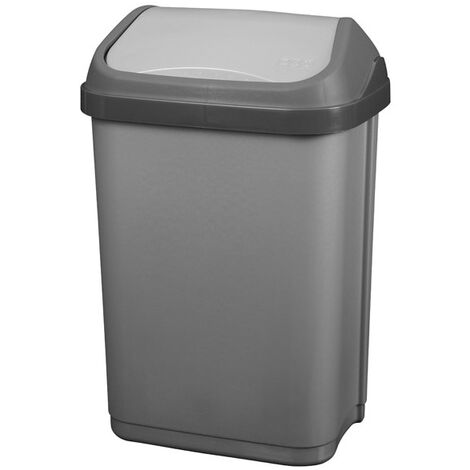 Poubelle Couvercle Basculant Gris Silver 10l