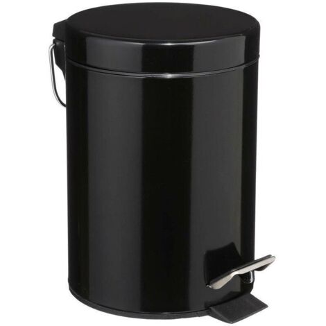Poubelle cubique 3 L avec pédale métallique noire – design moderne et compact pour cuisine ou salle de bain