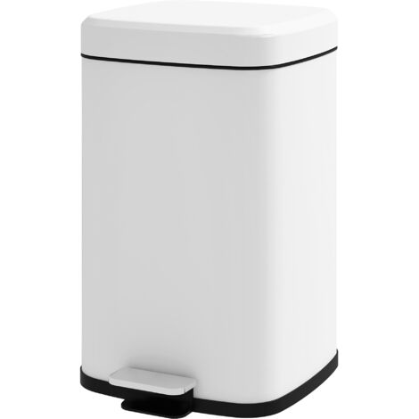 Poubelle cuisine 20L couvercle silencieux pédale, seau intérieur amovible, blanc 28x35x45cm