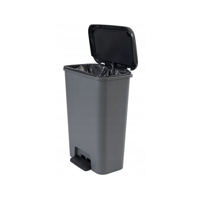 Poubelle Conteneur à Déchets Seau 50L avec Pédale Gris Fort Curver