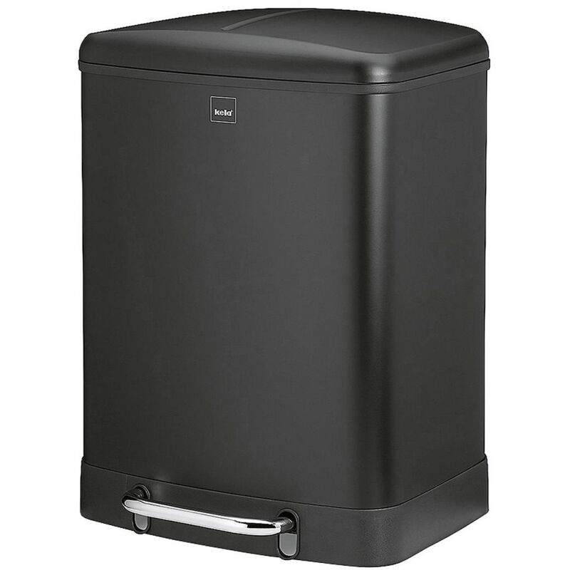 Kela - Poubelle Davino silent close 2x12l 37x34cm H:50cm inox noir