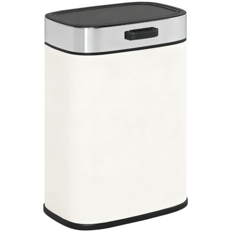 Poubelle de 5 L,autoportante ou suspendue,acier inoxydable,blanc crème