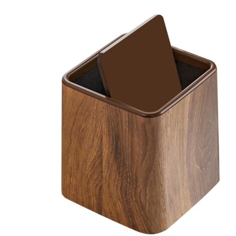 Poubelle de bureau-Aspect bois vintage-Plastique PP-Imperméable-Anti-odeurs-Avec couvercle-Pour salle de bain,bureau,chambre salon