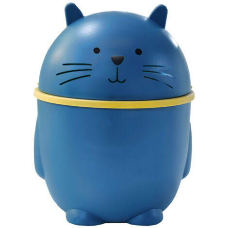 Poubelle de bureau avec couvercle bleue, mini corbeille à déchets mignonne pour comptoir de maison ou bureau.