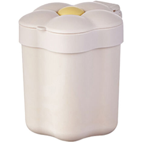 Poubelle de bureau avec couvercle en forme de fleur, petite corbeille à papier blanche à grande ouverture
