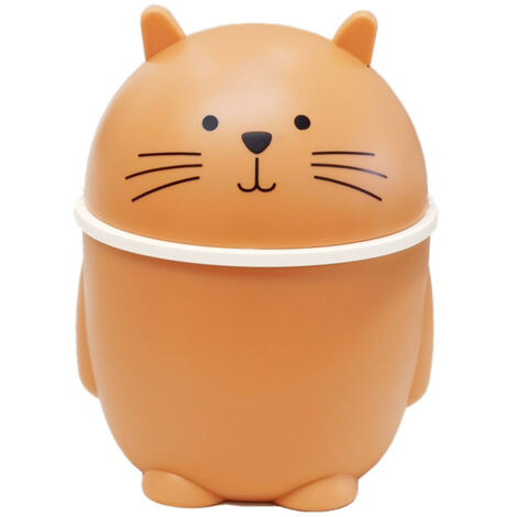 Poubelle de bureau avec couvercle - Mini corbeille plastique mignonne orange pour comptoir de maison ou bureau