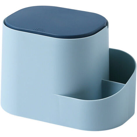 Poubelle de bureau créative avec couvercle Bleu
