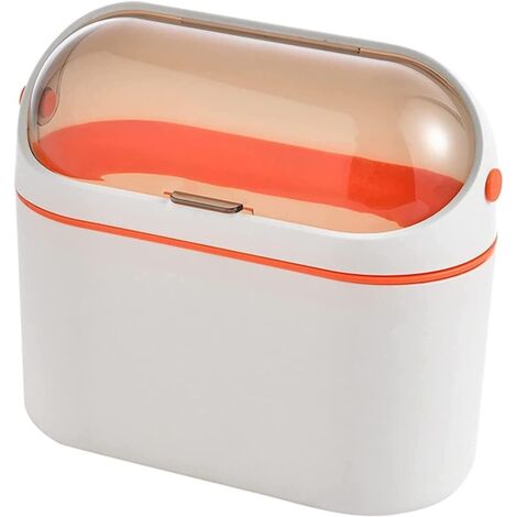 Poubelle de bureau Cuisine table basse table corbeille à papier avec couvercle seau de rangement petite mini poubelle de bureau 20,5  10,2  19 cm orange 1 pièce