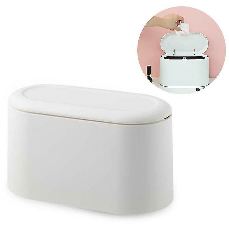 BDD - Poubelle de bureau de style japonais Bomb Cover Squeezer Boîte de rangement Poubelle de rangement à double couche (Blanc)