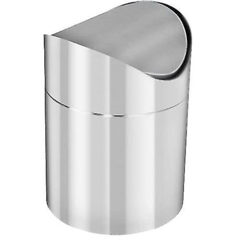 Poubelle de bureau en acier inoxydable, mini-poubelle de rangement, argent