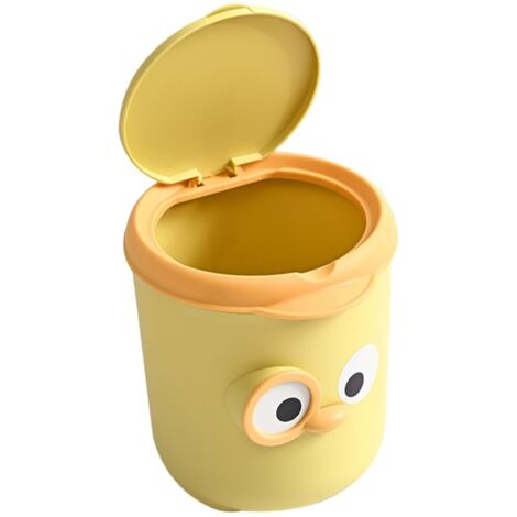 Poubelle de bureau mignonne avec couvercle - Design compact pour salle de bain, bureau ou chambre - Style cartoon amusant