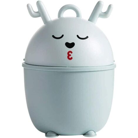 Poubelle de bureau mini poubelle de bureau avec couvercle boîte de rangement des déchets de papier petit bureau maison dortoir 20.515 cm bleu 1 pièce