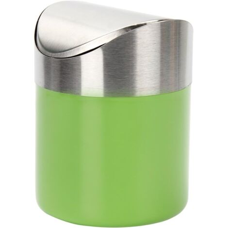 Poubelle de bureau mini poubelle en acier inoxydable avec couvercle pratique pour bureau voiture chambre vert 1612.5cm 1 pièce
