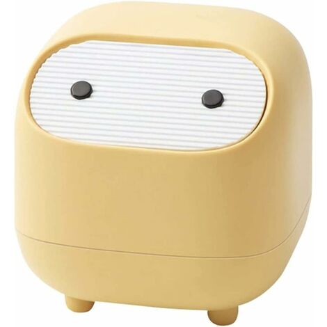 Poubelle de bureau Poubelle de bureau Poubelle de chambre Poubelle de dessin animé animal Poubelle de bureau avec couvercle jaune 16,5 16,5 17 cm 1 pc