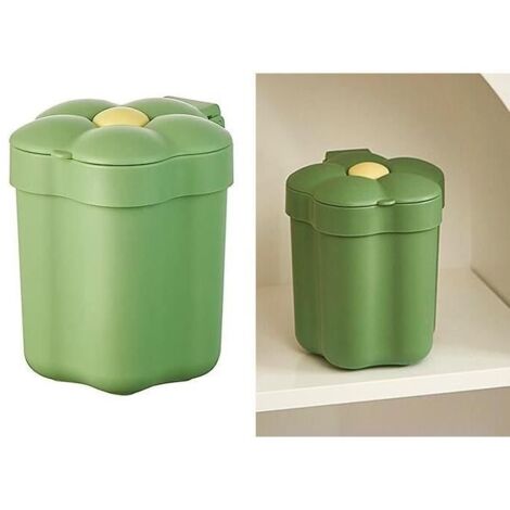 poubelle de Bureau,Décoration De Table Basse,Poubelle Recyclage en Plastique,Poubelle forme de fleur avec Couvercle,pour Chambre,1pc