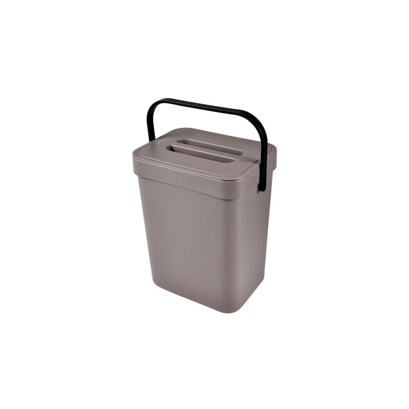Poubelle de compost accrochable et repositionnable en plastique - 5L - Taupe - L 18 x l 14 x H 24 cm - Livraison gratuite