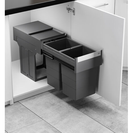 Poubelle de cuisine 2 bacs encastrables 26L (13+13) Hailo AS Tandem