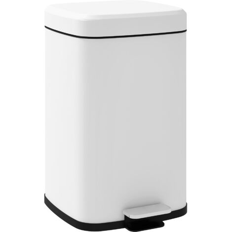 Poubelle de cuisine 20L avec couvercle à fermeture douce et pédale, seau intérieur amovible, 28L x 35l x 45H cm, blanc