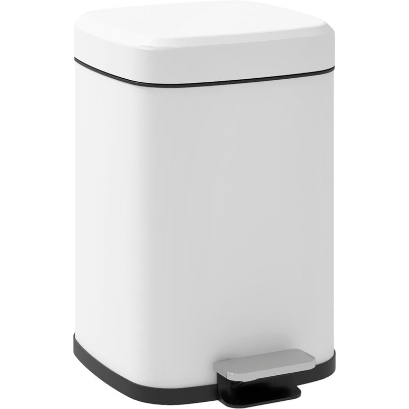 Poubelle de cuisine 12L - poubelle à pédale compartiment seau amovible - acier inox. blanc