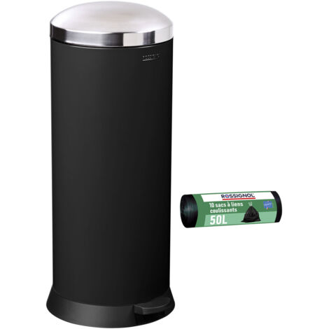 Poubelle de cuisine à pédale 30L et 10 sacs poubelle 50L - BOMBA ROSSIGNOL