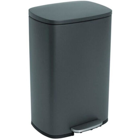 Poubelle de cuisine a pédale - ADMIRAL - KITCHEN MOVE - 50L - Design - Gris mat en acier inox