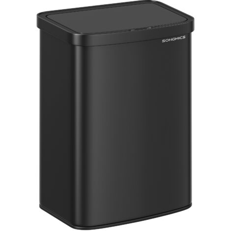 Poubelle de Cuisine Automatique 50 L, en Acier, Filtres à Charbon, Fermeture en Douceur, Noir