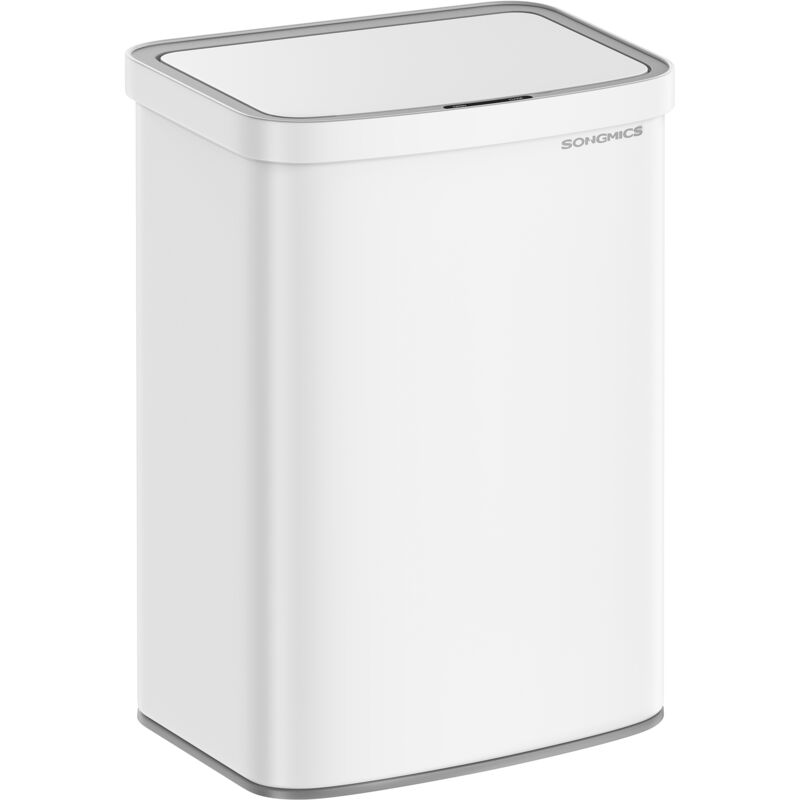 Poubelle de Cuisine Automatique 50 l, en Acier, Filtres à Charbon, Fermeture en Douceur, Blanc