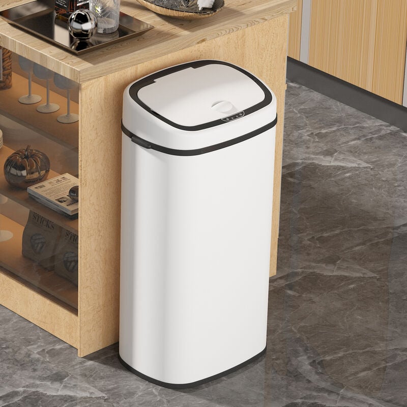 Poubelle de cuisine automatique 68L grande capacité en acier blanc avec cerclage