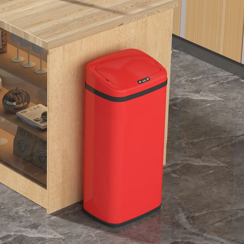 Poubelle de cuisine automatique rouge Acier inoxydable 40 l - rouge