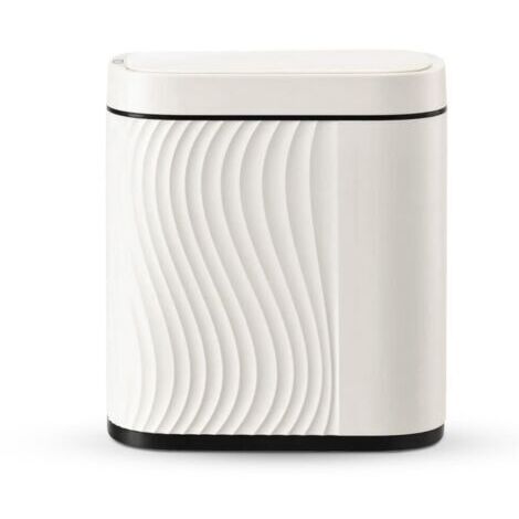 Poubelle de cuisine avec capteur intelligent, 8 l, avec couvercle, poubelle de salle de bain, 26,5 x 29,5 x 14 cm (blanc)