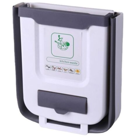 Poubelle de cuisine avec couvercle, bac à compost de cuisine, petite poubelle pliable à suspendre sur le comptoir, poubelles de 2,4