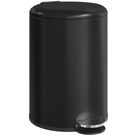Poubelle de cuisine de 20 litres, en métal anti-traces de doigts, avec couvercle à fermeture douce, pédale et bac intérieur amovible, noire.