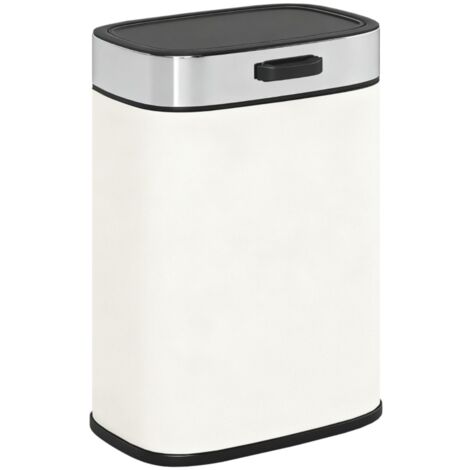 Poubelle de cuisine-Design mural ou posable-5L-Acier inoxydable-Blanc crème-21,5x19,5x42cm