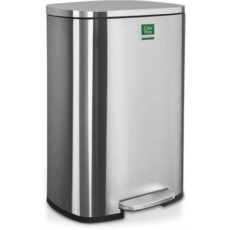 Poubelle de cuisine Dustin en acier inoxydable, système de tri des déchets, Poubelle à pédale avec poignée de transport, 50 Litres