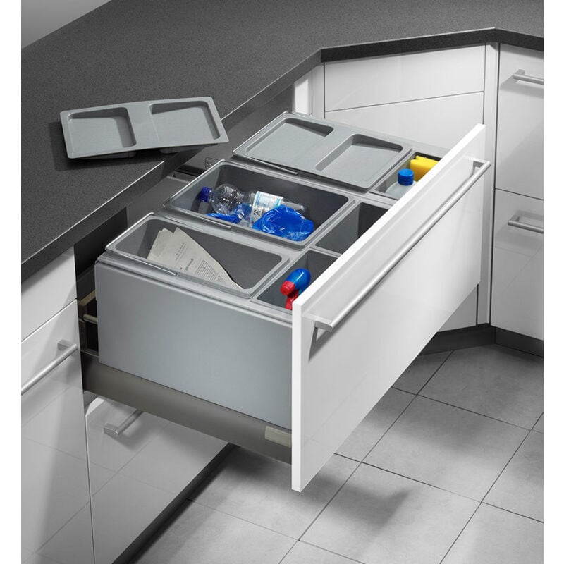 Poubelle de cuisine encastrable pour tiroir coulissant 60L Hailo as xxl 800