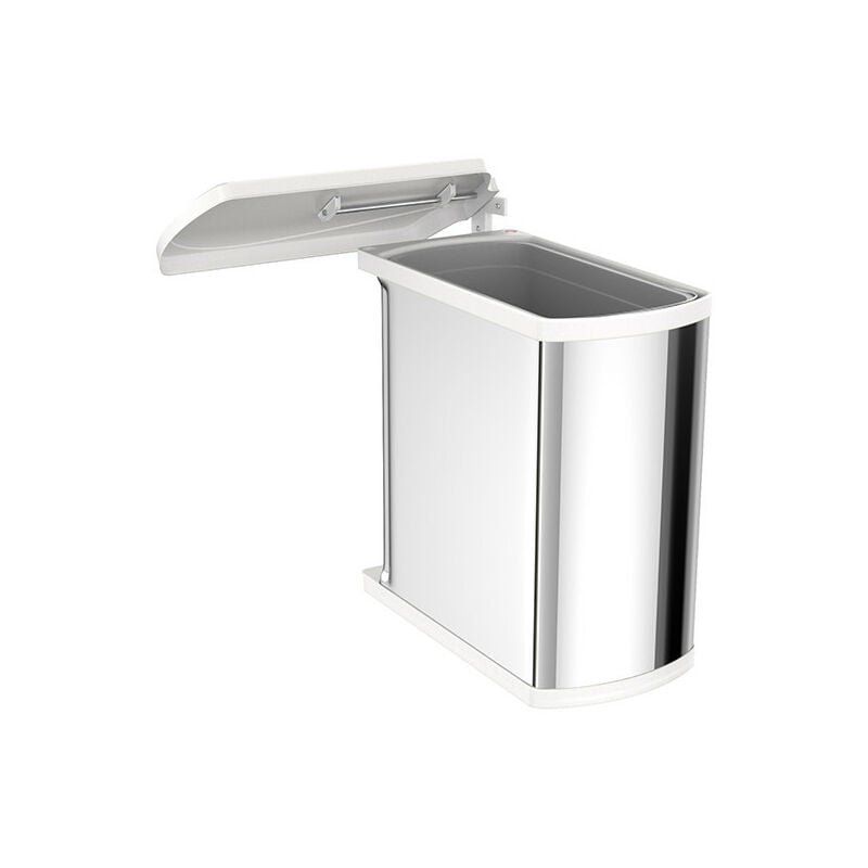 Poubelle de cuisine encastrable sous évier 18L Hailo AS Uno Coloris - Inox / Blanc