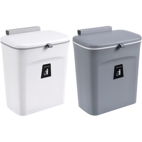Poubelle de Cuisine Murale de 6 L Avec Couvercle Poubelle Pliable de Cuisine Poubelle Suspendue Sur Les Armoires et Les Tiroirs Pour La Cuisine La Salle de Bain La Chambre à Coucher Le Salon (Gris)