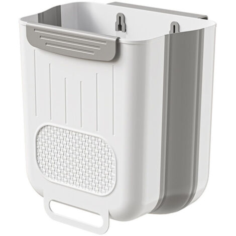 Poubelle de cuisine pliable, fixation murale sans pliage, grande taille gris-blanc-10L (271625)