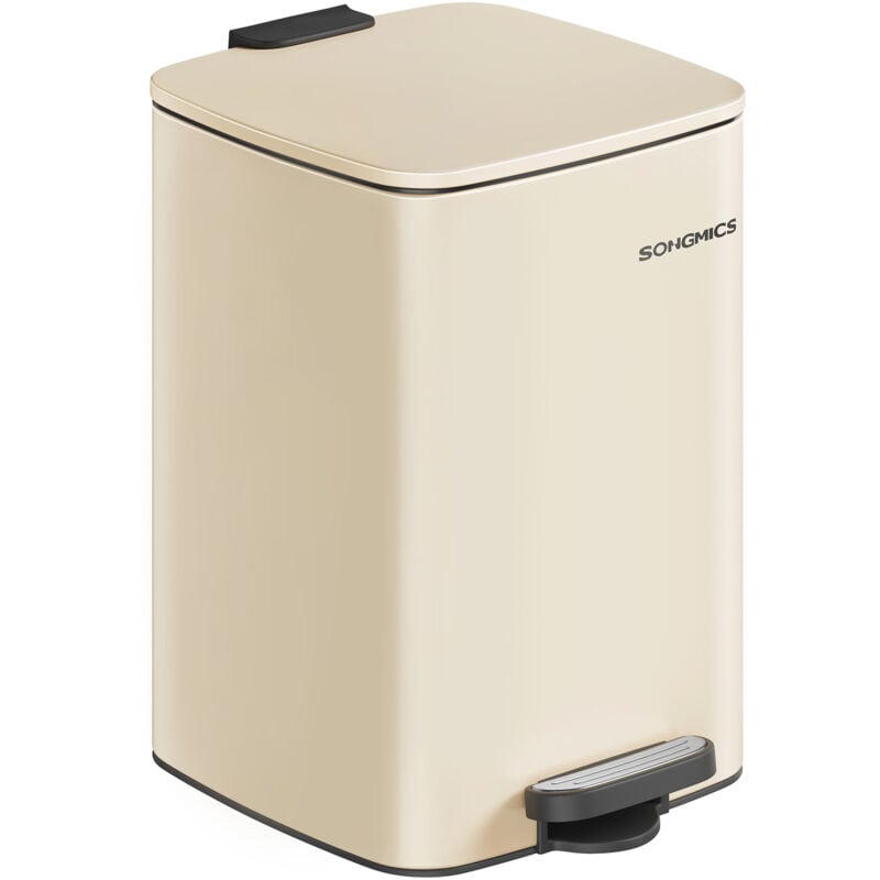 Poubelle de Cuisine, Poubelle 20 l, Poubelle à Pédale en Acier, avec Seau Intérieur, Fermeture Douce et Maintien en Ouverture, Beige Sable