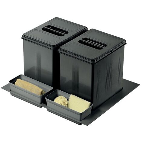 Poubelle de cuisine pour tiroir 2 bacs - 2 x 15 litres - INOXA
