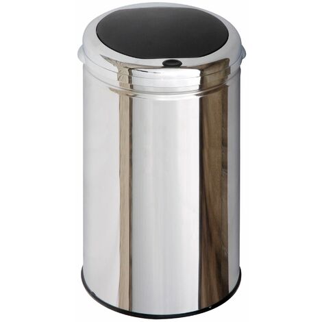Poubelle de cuisine push 30L TOKYO en acier Inox avec seau Ouverture par simple pression