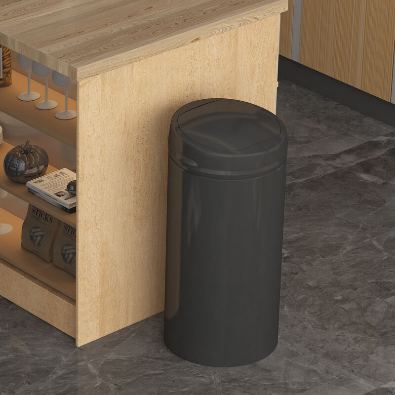 Hobag - Poubelle de cuisine push Noir Acier inoxydable 42 l - noir