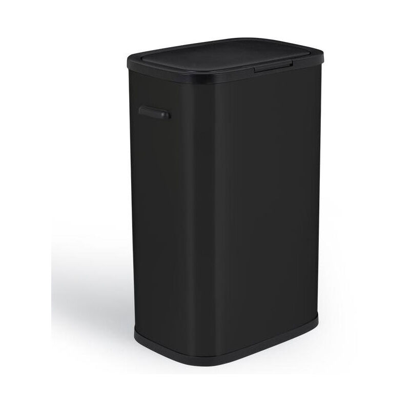 Kitchen Move - Poubelle de cuisine push portland Noir Acier inoxydable 60L